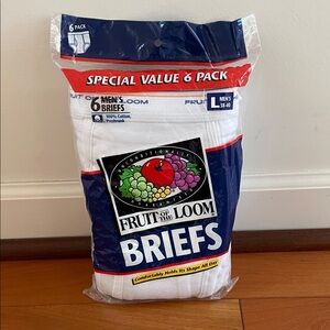 Vintage 1996 Fruit of the Loom Men's White Briefs - 6 Pack